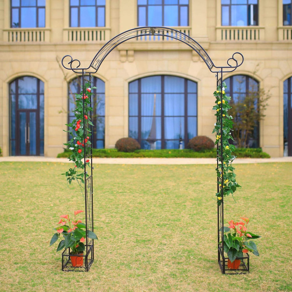 Steel Garden Arch, 7'1" High x 5'1" Wide, Garden Arbor for Various Climbing Plant, Outdoor Garden Lawn Backyard