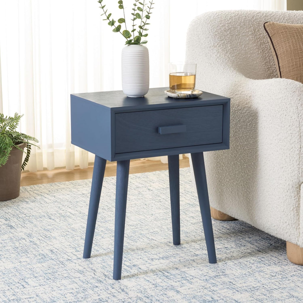 SAFAVIEH Home Collection - Lyle Blue Accent Table, 1 Drawer, Mid-Century Modern Design (ACC5702H)