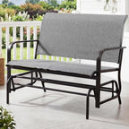 Shintenchi 2-Person Outdoor Glider Bench with Breathable Fabric, Steel Frame Patio Swing Chair, Ergonomic Design Metal Rocking Bench Loveseat for Patio, Backyard, Poolside, Gray