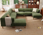 Cloud Sectional Couches for Living Room,Modular Sectional Sofa,Green | Extra Deep 9 Seater,Oversized Couches With 2 Ottoman,Solid Wood Leg,Large Sofa for Big Space,Office,Apartmen