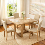 leovanni Rectangle Dining Table Set of 4, 48" Rectangle Kitchen Table and Upholstered Chairs Set for Kitchen, Dining Room, Apartment, Natural