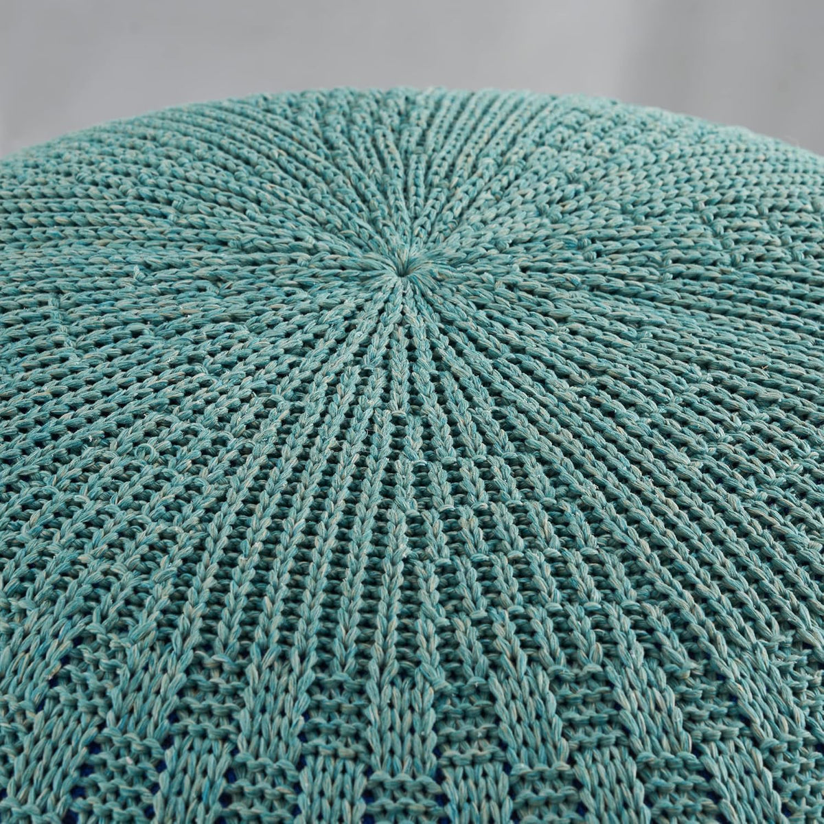 ARTPLAN Round Knit Pouf Hand Knitted,Outdoor Ottoman Foot Rest,Boho Home Decor for Living Room-Bedroom