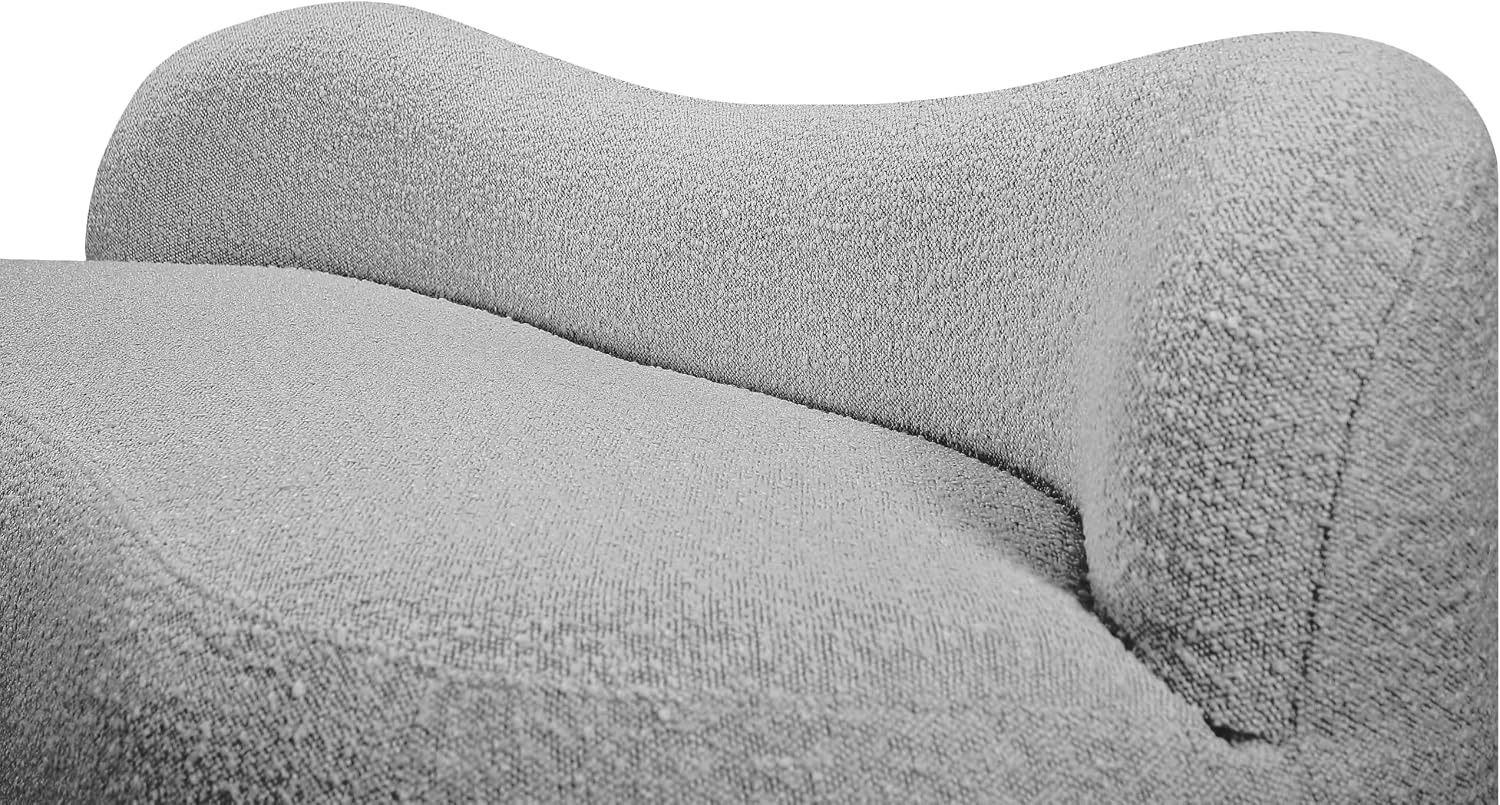 Meridian Furniture 119Grey Flair Collection Modern | Contemporary Boucle Fabric Upholstered Bench with Curved Back Design, Grey, 62" W x 23" D x 24" H
