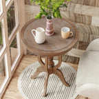 Farmhouse Accent End Table, Rustic Side Table with Natural Top for Family, Dining or Living Room, Handcrafted Finish, Narural Wood Color