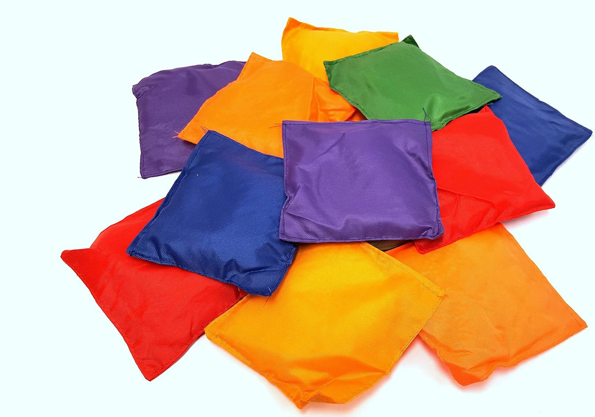 Multicolored Bean Bags, Strong Nylon Bean Bags, 5" Inch (Multicolored, 24 Pack)