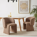 NORDICANA Barrel Dining Room Chairs with Arms, Faux Fur Accent Chairs Set of 2, for Kitchen, Living Room, Upholstered Armchairs, Brown