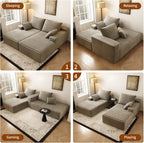 80” Oversized Double Lounge Chaise,Cloud Plush Sofa Bed,Upholstered Cloud Sofa Deep Seat,No Assembly Required,Modern Corduroy Sleeper Loveseat Chair for Living Room Bedroom Reading,Camel