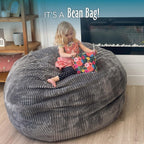 CordaRoy's Plush Bean Bag - Convertible Bean Bag Chair - Machine-Washable Plush Fabric Cover - for Basement, Living Room, Game Room, Dorm & More - Full Size - Grey | Made in The USA