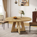 Tribesigns Farmhouse Dining Table, 47 Inch Round Dinner Table for 4, Rustic Round Dining Room Table for Home Dining Room Living Room (Natural)