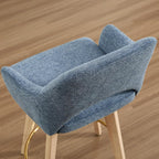 Zesthouse Swivel Counter Stools Set of 4, Wooden Counter Height Bar Stools | 26" Farmhouse Counter Stools with Back & Arm, Upholstered Linen Fabric Barstool with Solid Wood Leg, Blue Island High Chairs