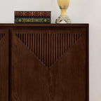 LKTART Narrow Sideboard Buffet Storage Cabinet with Solid Wood Doors,Mid Century Modern Accent Credenza Cabinet,Media Console Table for Kitchen, Living Room, Entryway-Dark Walnut