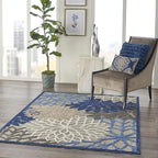 Nourison Home Aloha 5'3" x 7'5" Fabric Indoor/Outdoor Rug in Blue/Multi-Color
