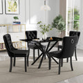 5 Pieces Modern Luxury Glass Dining Set, Minimalist Rectangle Dinner Room Set for 4, 47'' Black Glass Top Kitchen Table Set with Black Tufted Chairs, for Small Apartment Home