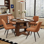 Miereirl Round Dining Table Set for 4, 43.31 Inch Round Kitchen Table and Chairs Set with Storage Shelf, Space Saving Dining Room Table Set, Modern Dining Set for Apartment, Kitchen, Dining Room