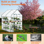 Greenhouse Cover Replacement, 56×56×76 Inches PE Walk-in Greenhouse Cover for Gardening Plants w/Roll-Up Zipper Door, Waterproof Wind Rain Proof Frost Protection , Easy Assembly (No Frames Include)