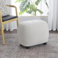 KINWELL Round Boucle Upholstered Ottoman Chair Padded Seat Footstool, Beige | Easy Assembled Modern Soft Sofa Couch Loveseat Chair Footrest, Extra Seating for Bedroom Entryway, 18.5" D x 23" W x 16.5" H