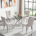 HomVent 36'' Square Glass Dining Table Set for 4,Modern Square Glass Kitchen Table Set for 4, Dining Room Set with Dining Chairs for Kitchen