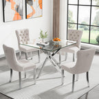HomVent 36'' Square Glass Dining Table Set for 4,Modern Square Glass Kitchen Table Set for 4, Dining Room Set with Dining Chairs for Kitchen
