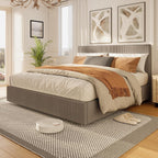 IDEALHOUSE Upholstered Queen Bed Frame with 4 Storage Drawers, Brown