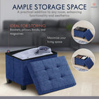 Ornavo Home Storage Ottoman Small Rectangle Ottoman with Legs, Foot Rest Stool Seat, Load up to 600 LB, for Living Room, Bedroom, Home Office, Dorm - 12 x 16 x 12, Navy Blue