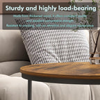 27.6" Round Nesting Coffee Table Set of 2, Rustic Wood Top & Metal Frame | Set of 2 round nesting coffee tables with metal frames and 120 lb capacity. Space-saving stacking design for living rooms