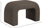 Meridian Furniture 169Brown Niagara Collection Modern | Contemporary Boucle Fabric Upholstered Bench with Rich Brown Boucle Fabric, Curved Contemporary Design, 28" W x 15.5" D x 17.5" H, Brown
