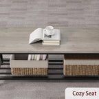 Dining Table Set for 4, Kitchen Table and Chairs for 4 with Wine Rack, Rectangular Dining Room Table Set with Bench, 4 Piece Dining Table Set for Small Space, Apartment, Retro Gray