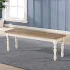 Roundhill Furniture Prato 6-Piece Dining Set, Dining Table with 4 Cross Back Chairs and Bench, Antique White and Distressed Oak Finish