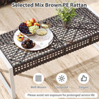 RELAX4LIFE Wicker Outdoor Ottoman Footstool - Rattan Patio Foot Rest for 2 w/Soft Cushion & Metal Frame, Multipurpose Coffee Table, 43’’ Seating Bench, Foot Stool for Garden Porch Backyard (1)