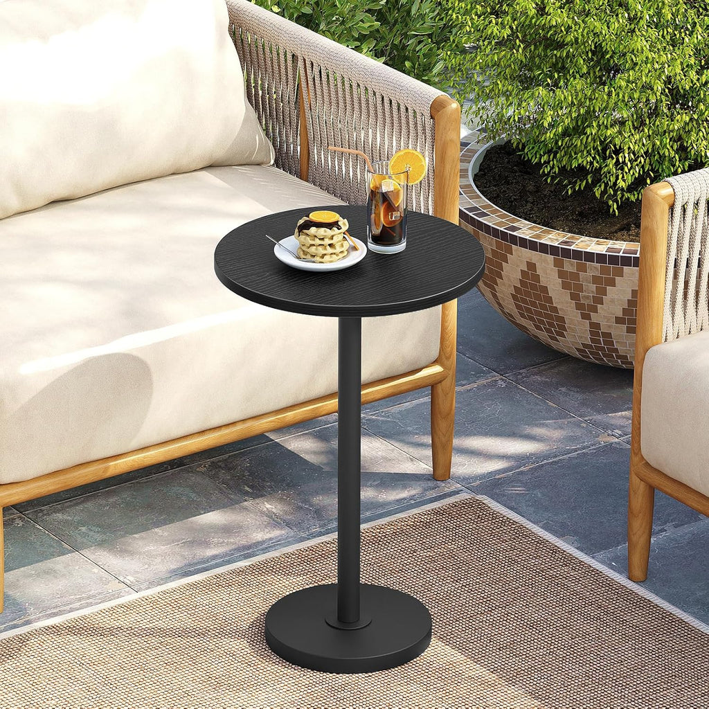 YATINEY Round Side Table, Small Drink Table, Pedestal Martini Table, End Table for Small Spaces in Living Room, Bedroom, Dormitory, Black ET30BB