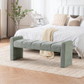 54" Boucle Bench for Bedroom Window End of Bed, Sage | Long Tufted Padded End of Bed Bench, Upholstered, For Living Room/Entryway/Dining Bench/Hallway/Indoor, Modern