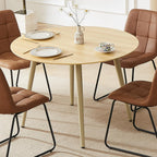 HIPIHOM 43.3 Inch Cream Round Dining Table for 4, Space-Saving Dinette Perfect for Kitchen Dining Living Room(Cream Table)