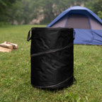 Wakeman Collapsible Trash Can - 46-Gallon Garbage Can Outdoor Bin with 3 Stakes for RV, Camping, Storage, Recycling, or Yard Waste Outdoors (Black)
