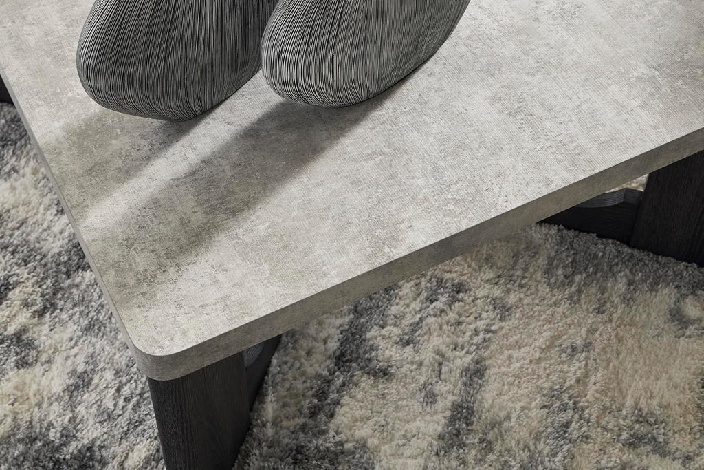 GTU Furniture Contemporary MDF Square 3-Piece Coffee Table Set, Cocktail Table with 2 Matching End Tables, Two-Tone Gray Finish for Living Room