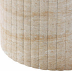 First of a Kind 54" Round Concrete Table in Travertine Finish - Modern Dining Table with Petal-Inspired Design - Seats 6, Indoor/Outdoor Use - Durable and Stylish for Elegant Gatherings