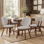 LUE BONA Dining Chairs Set of 4, Upholstered Fabric Kitchen Chairs with Dual-Spine Backrest, Kitchen Chair with Solid Wood Legs and Ergonomic Curved Seat, Easy Assembly for Kitchen Dining Room, Gray
