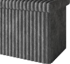HOME DESIGN Florence 30" Upholstered Folding Storage Bench, Tufted Top, Space-Saving Storage, Gray Corduroy Fabric