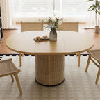 Extendable Dining Room Table Round Dining Table for 4 6 8, 43"-59" Modern Wood Kitchen Table with Removable Leaves Extendable Dinner Tables|Living Room|Small Space