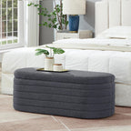 Storage Ottoman Bench End of Bed for Bedroom, Boucle Upholstered Entryway Shoe Seat Bench with Storage, Sherpa Modern Cute Padded Blanket Chest Stool Foot Rest for Living Room (Drak Gray)