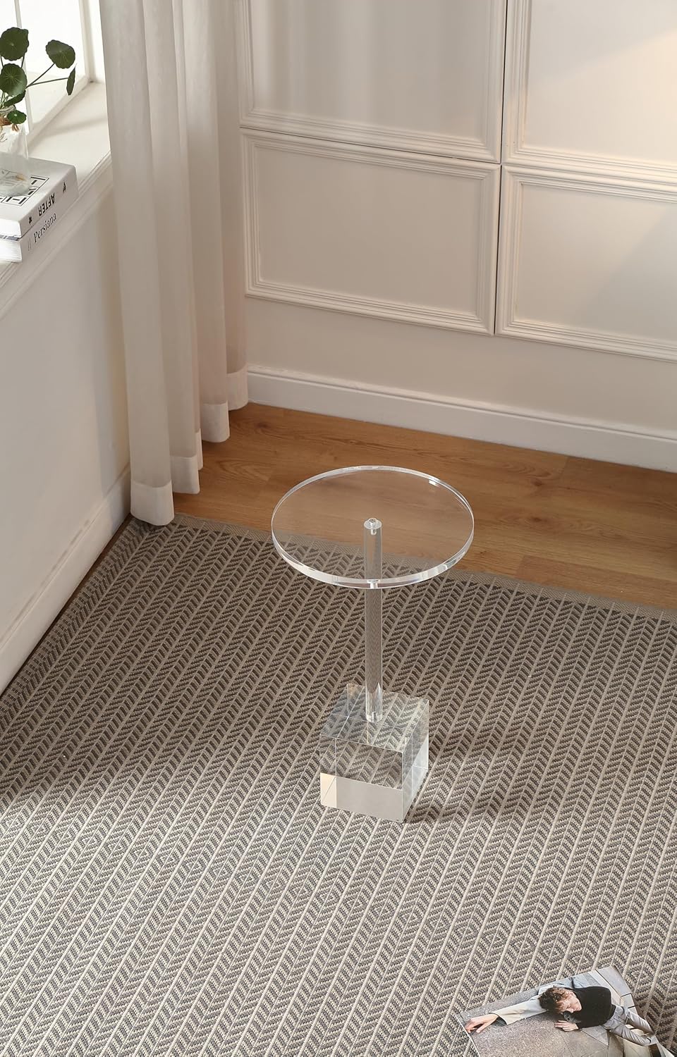 Clear Acrylic End Table,Side Table,Clear,for Livingroom,13.5 x 13.5 inch, 23 inch High