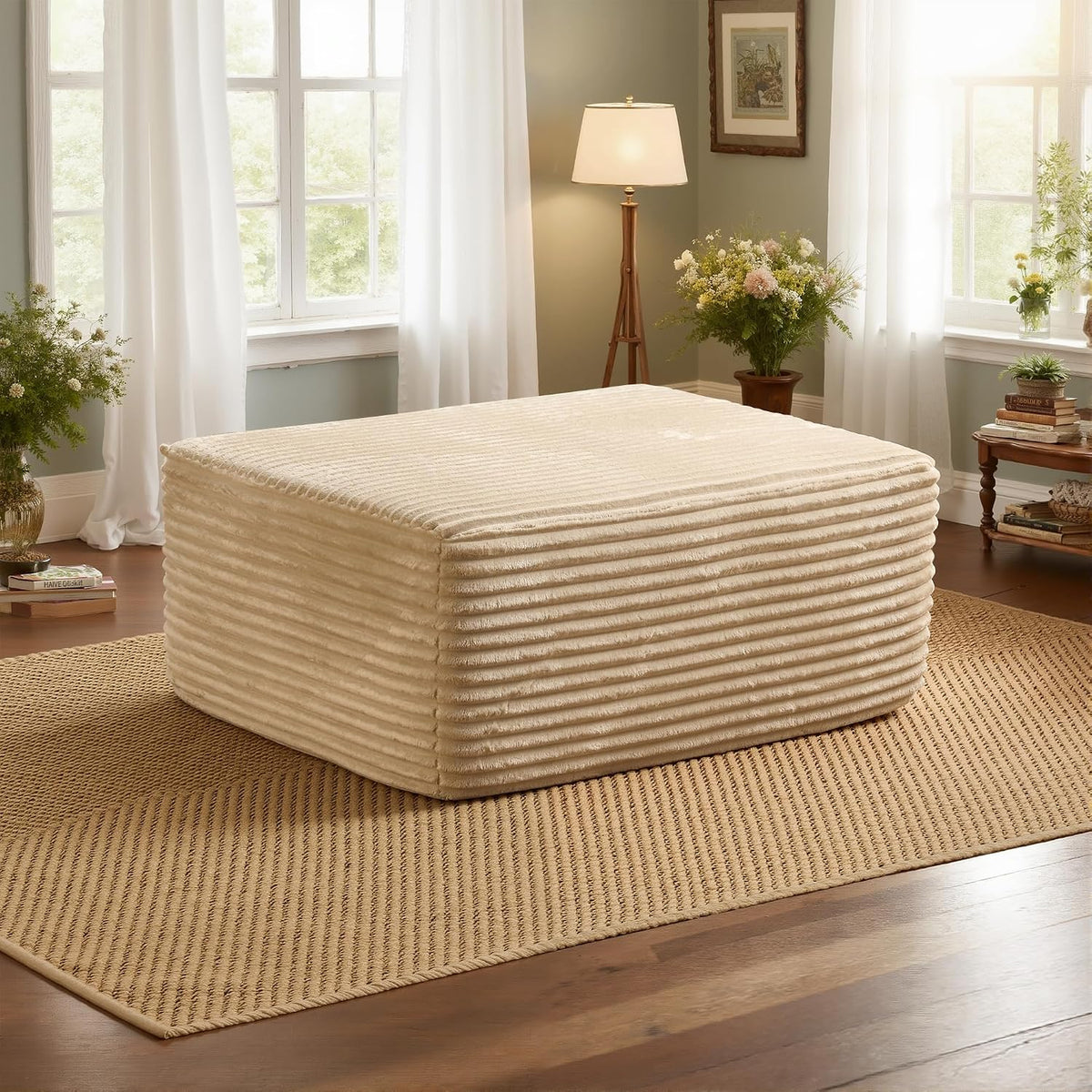 37.1" Ottoman for Couch, Memory Foam Cloud Sectional Couch for Living Room Foot Stools No Assembly Require (Beige, Ottoman)