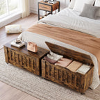 IDEALHOUSE Storage Chest, 39.4" Storage Bench Wooden Storage Trunk, Retro | Supports 350 lbs ＆ Safety Hinges, Lift-Top Entryway Bench, Shoe Bench for Entryway, Bedroom, Living Room, Modern Style