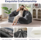 MAXYOYO Folding Sofa Bed with Backrest, Fold Out Couch with Handle | 2 in 1 Convertible Bean Bag Chair to Floor Sofa Lounger, Comfy Folding Couch for Bedroom & Living Room, Dark Grey, Loveseat
