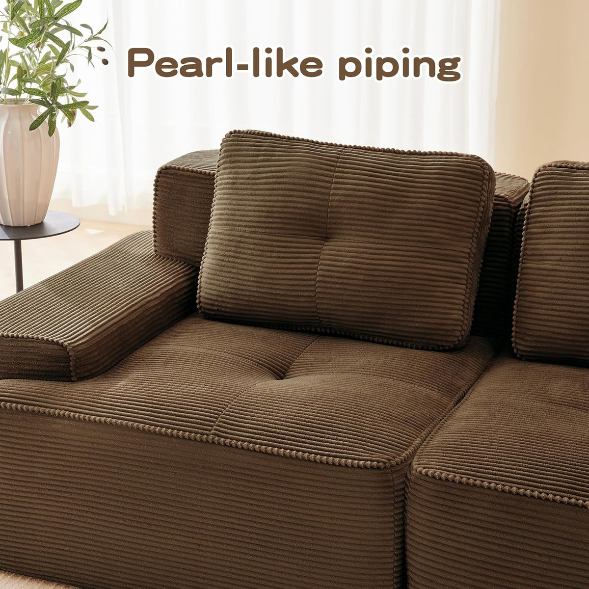 Oversized Modular Sectional Sofa, Modern V Shaped Corner Couch with Ottoman, Comfy 5 Seater Cloud Sleeper Sofa with Deep Seat, Customizable Layout Couches for Living Room, Apartment, Brown