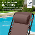 Best Choice Products Outdoor Zero Gravity Rocking Chair, Folding Reclining Patio Lounge Chair with Adjustable Pillow for Lawn, Beach, Camping - Brown