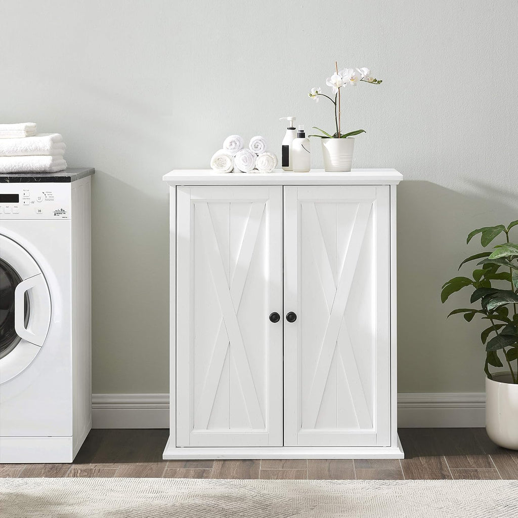 Crosley Furniture Clifton Stackable Pantry Storage Cabinet with Shelves, Kitchen, Dining, or Laundry Room, Distressed White