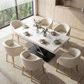COSIEST 59'' to 78.7'' Extendable Dining Table for 4-8, Faux Marble Expandable Kitchen Table with Sturdy Metal Base, Rectangle Dinner Table for Small Space, Dining Room, Living Room, White