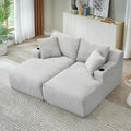 Eafurn Oversized Double Chaise Lounge Indoor with Cup Holders & Side Pocket, 71" Plush Corduroy Floor Chaise Lounge Sofa with High Density Sponge & Deep High Seat Comfy Sleeper Couch Bed