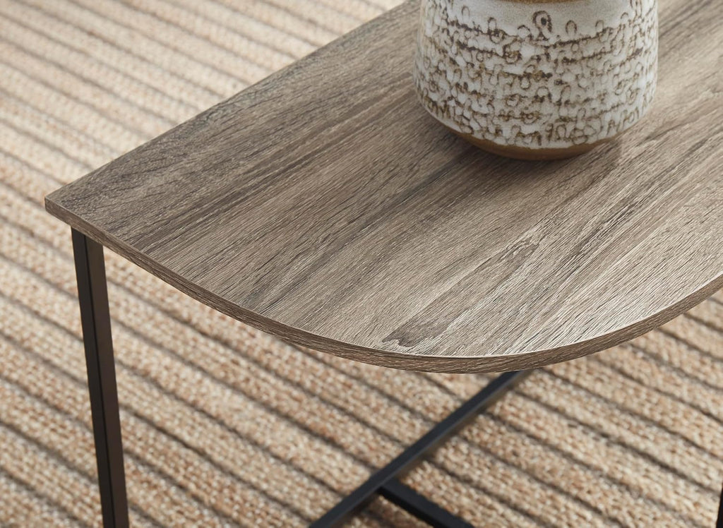 GTU Furniture Contemporary Engineered Wood Round 3-Piece Coffee Table Set, Cocktail Table with 2 Matching End Tables, Two-Tone Finish for Living Room
