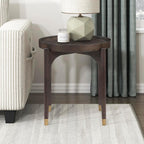 Lexicon Wood Round End Table with Gold Metal Cap, 36" Dia. Mid Century Modern Round Birch Wood Veneer Sofa Side Table for Contemporary Living Room, Easy Assembly, Dark Brown